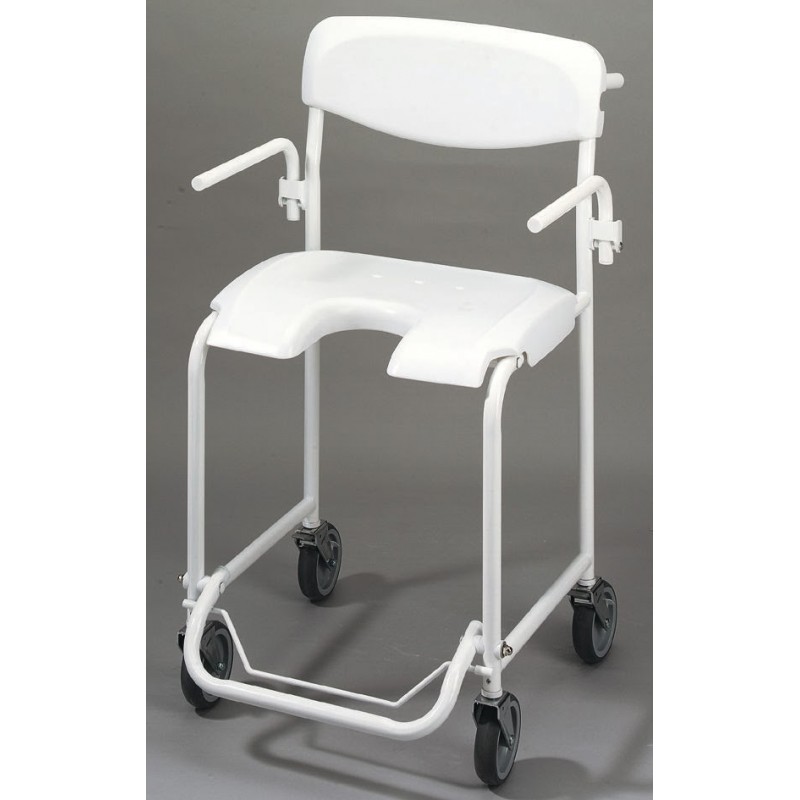 Chaise de douche mobile avec accoudoirs escamotables Invacare Alizé Chaise de douche mobile avec accoudoirs escamotables Invacare Alizé