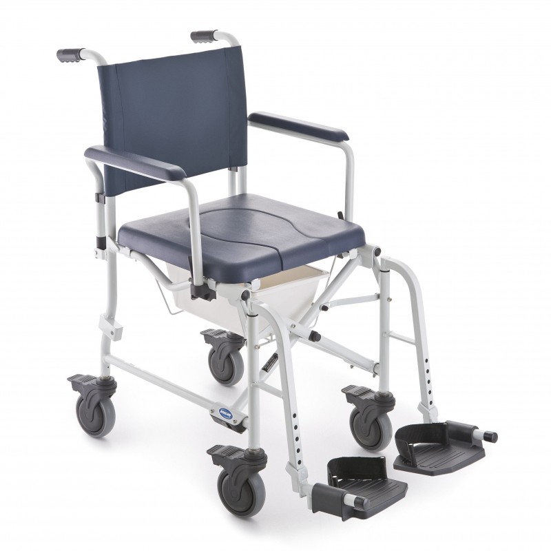 Chaise de douche mobile pliante avec accoudoirs et repose-pieds escamotables Invacare Lima Chaise de douche mobile pliante avec accoudoirs et repose-pieds escamotables Invacare Lima