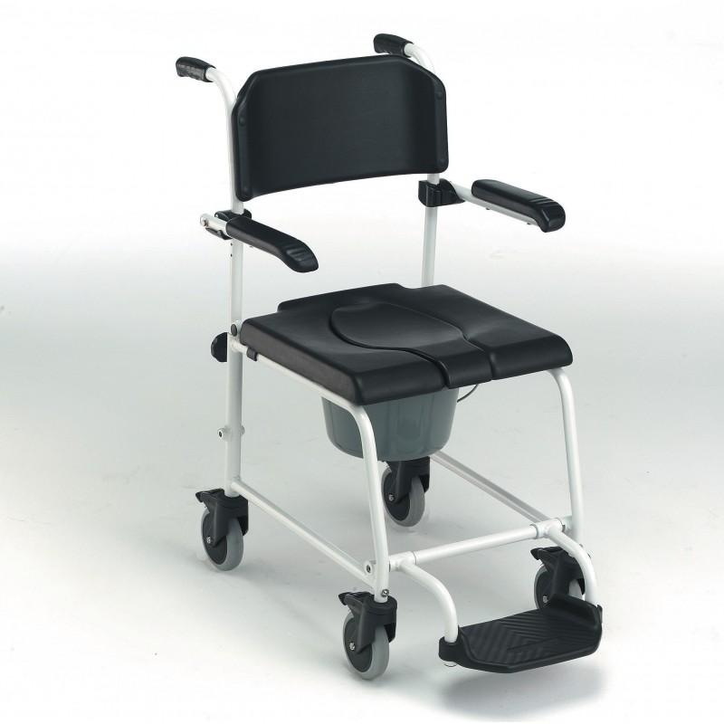Chaise de douche mobile avec accoudoirs et repose-pieds relevables Invacare Cascade Chaise de douche mobile avec accoudoirs et repose-pieds relevables Invacare Cascade