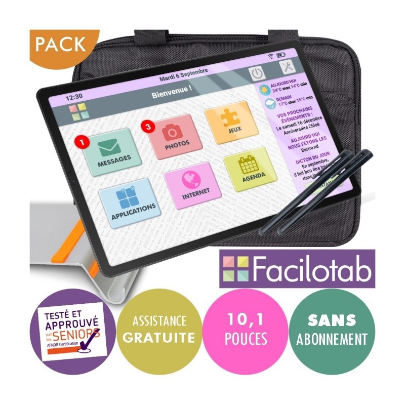 Pack Tablette Facilotab L Galaxy 10,1 pouces - SAMSUNG - WiFi/4G - 32Go + Support + Sacoche + Stylet Pack Tablette Facilotab L Galaxy 10,1 pouces - SAMSUNG - WiFi/4G - 32Go + Support + Sacoche + Stylet
