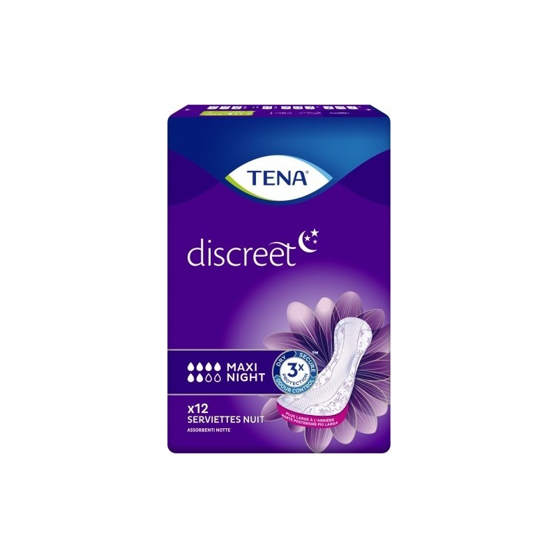 Protection urinaire femme - TENA Discreet Maxi Night - Pack de 6 sachets Protection urinaire femme - TENA Discreet Maxi Night - Pack de 6 sachets