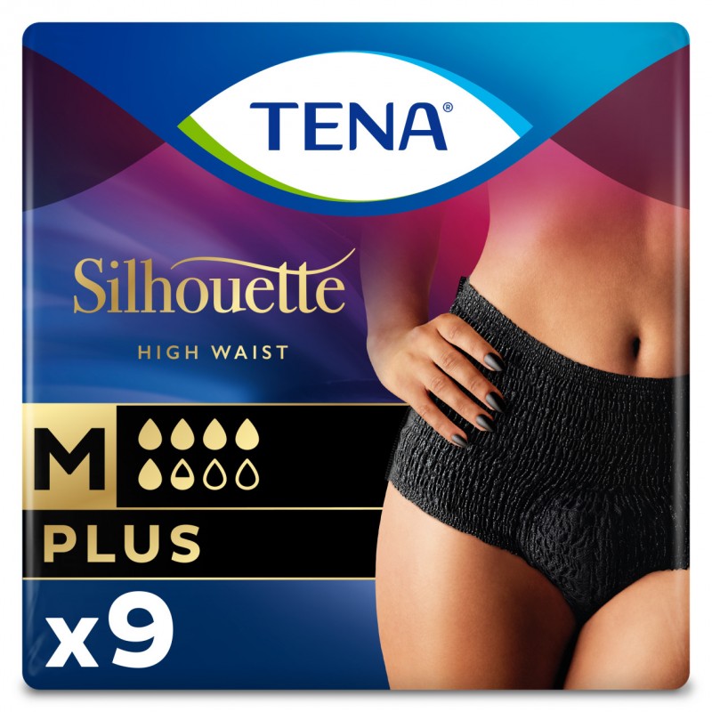 Tena Silhouette Plus Noir - M (taille haute) - Slip Absorbant / Pants