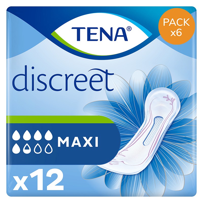 Protection urinaire femme - TENA Discreet Maxi - Pack de 6 sachets Tena Lady - 1 Protection urinaire femme - TENA Discreet Maxi - Pack de 6 sachets Tena Lady - 1