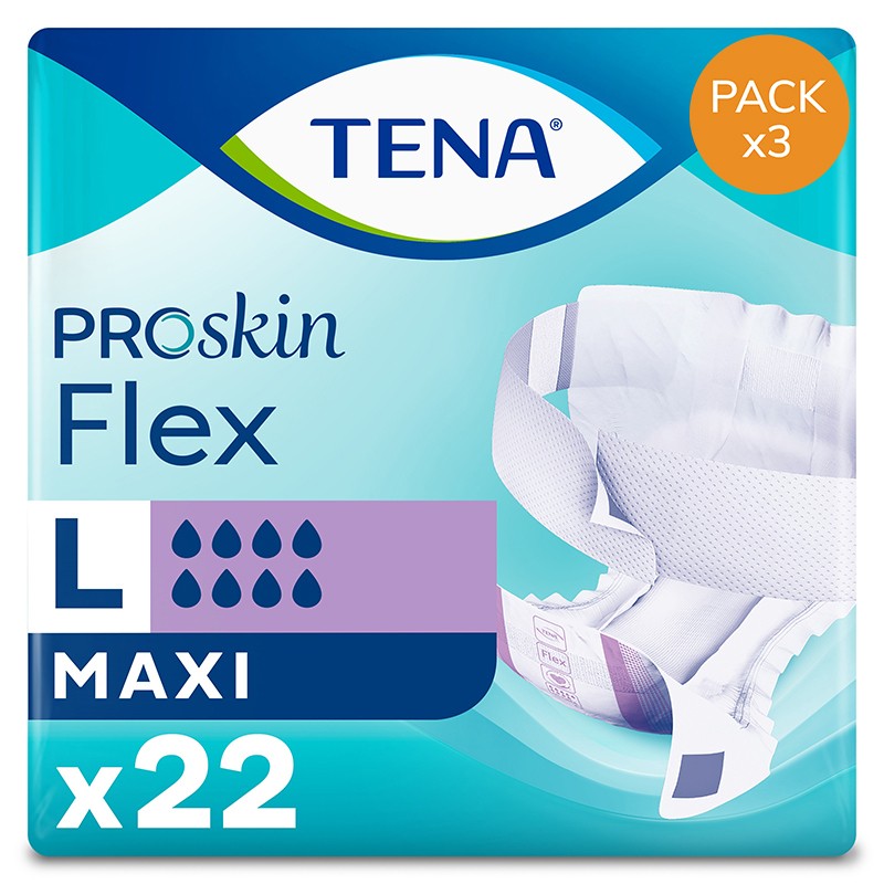 Couches adultes à ceinture - TENA Flex ProSkin Maxi L - Pack de 3 sachets Tena Flex - 1 Couches adultes à ceinture - TENA Flex ProSkin Maxi L - Pack de 3 sachets Tena Flex - 1