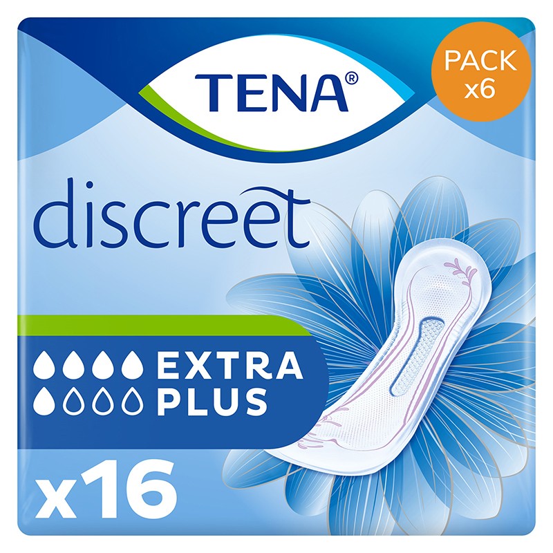 Protection urinaire femme - TENA Discreet Extra Plus - Pack de 6 sachets Tena Lady - 1