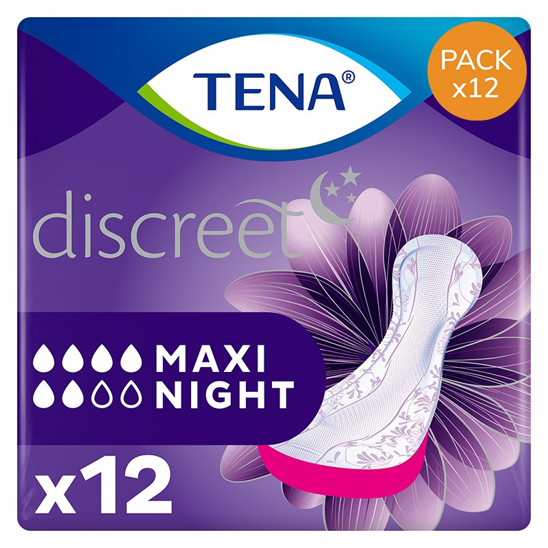 Protection urinaire femme - TENA Discreet Maxi Night - Pack de 12 sachets Tena Lady - 1