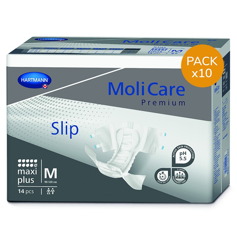 Couches adulte - MoliCare Premium Slip M Maxi Plus - Pack de 10 sachets Hartmann MoliCare Slip - 1 Couches adulte - MoliCare Premium Slip M Maxi Plus - Pack de 10 sachets Hartmann MoliCare Slip - 1