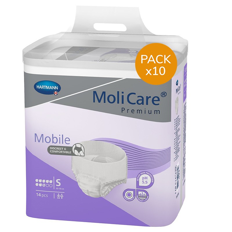 Slip Absorbant / Pants - MoliCare Mobile - S - 8 gouttes - Pack de 10 sachets Hartmann MoliCare Mobile - 1 Slip Absorbant / Pants - MoliCare Mobile - S - 8 gouttes - Pack de 10 sachets Hartmann MoliCare Mobile - 1