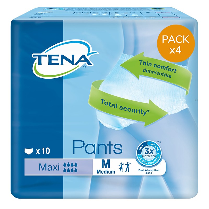 Slip Absorbant / Pants - TENA Pants M Maxi - Pack de 4 sachets Tena Pants - 1 Slip Absorbant / Pants - TENA Pants M Maxi - Pack de 4 sachets Tena Pants - 1