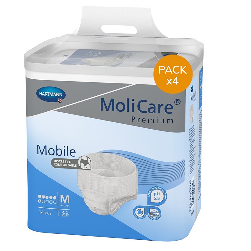 Slip Absorbant / Pants - MoliCare Mobile - M - 6 gouttes - Pack de 4 sachets Hartmann MoliCare Mobile - 1 Slip Absorbant / Pants - MoliCare Mobile - M - 6 gouttes - Pack de 4 sachets Hartmann MoliCare Mobile - 1