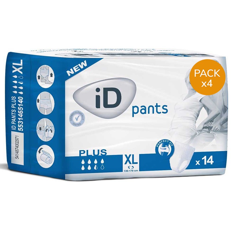 Slip Absorbant / Pants - ID Pants XL Plus - Pack de 4 sachets Ontex ID Pants - 1 Slip Absorbant / Pants - ID Pants XL Plus - Pack de 4 sachets Ontex ID Pants - 1