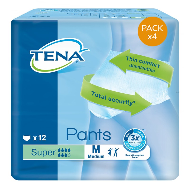 Slip Absorbant / Pants - TENA Pants M Super - Pack de 4 sachets Tena Pants - 1 Slip Absorbant / Pants - TENA Pants M Super - Pack de 4 sachets Tena Pants - 1