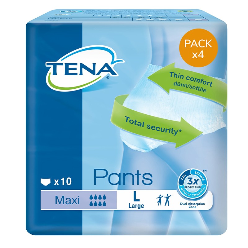 Slip Absorbant / Pants - TENA Pants L Maxi - Pack de 4 sachets Tena Pants - 1 Slip Absorbant / Pants - TENA Pants L Maxi - Pack de 4 sachets Tena Pants - 1