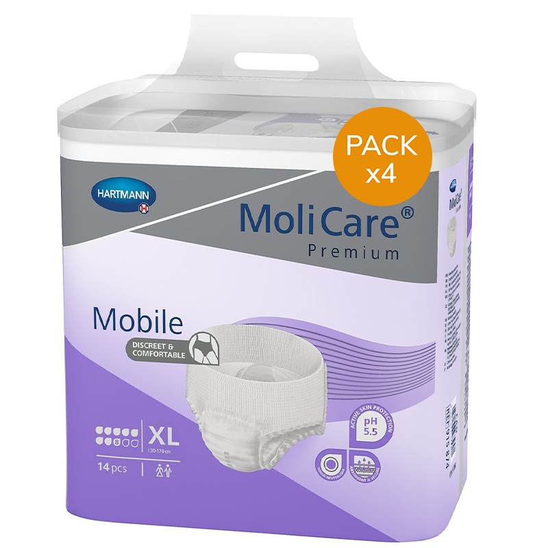 Slip Absorbant / Pants - MoliCare Mobile - XL - 8 gouttes - Pack de 4 sachets Hartmann MoliCare Mobile - 1