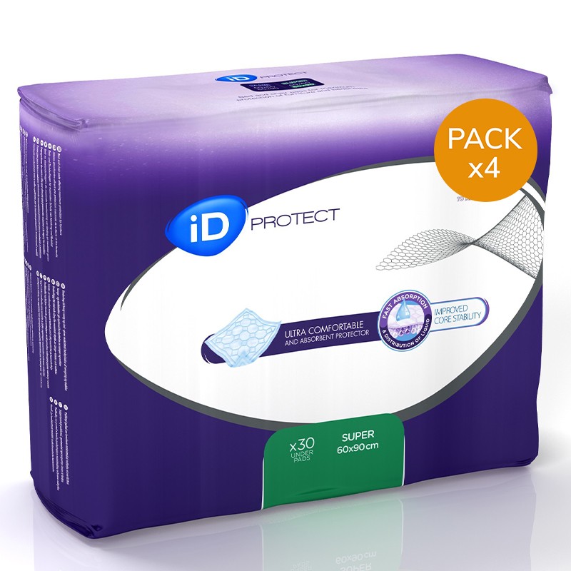 Alèses - ID Protect Super - 60x90 - Pack de 4 sachets Ontex ID Expert Protect - 1 Alèses - ID Protect Super - 60x90 - Pack de 4 sachets Ontex ID Expert Protect - 1