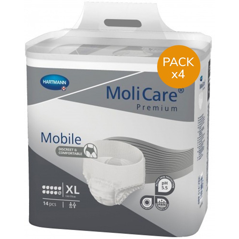 Slip Absorbant / Pants - Molicare Mobile - XL - 10 gouttes - Pack de 4 sachets Hartmann MoliCare Mobile - 1