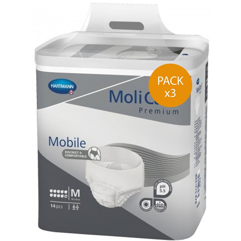 Slip Absorbant / Pants - MoliCare Mobile - M -10 gouttes - Pack de 3 sachets Hartmann MoliCare Mobile - 1 Slip Absorbant / Pants - MoliCare Mobile - M -10 gouttes - Pack de 3 sachets Hartmann MoliCare Mobile - 1