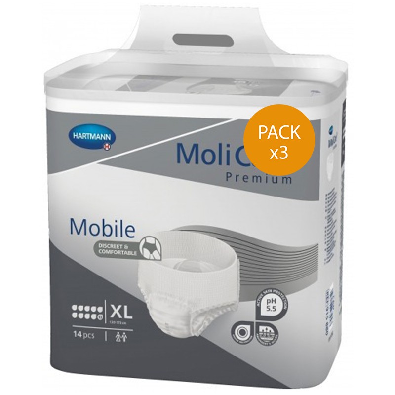 Slip Absorbant / Pants - Molicare Mobile - XL - 10 gouttes - Pack de 3 sachets Hartmann MoliCare Mobile - 1