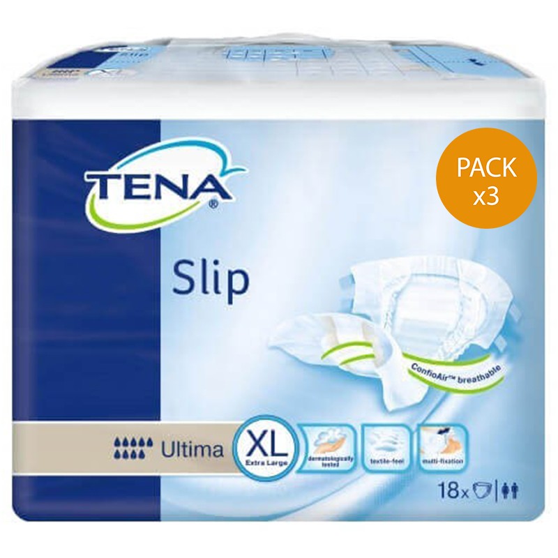 Couches adulte - TENA Slip Ultima Taille XL - Pack de 3 sachets Tena Slip - 1 Couches adulte - TENA Slip Ultima Taille XL - Pack de 3 sachets Tena Slip - 1