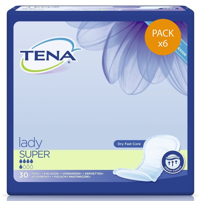Protection urinaire femme - TENA Lady Super - Pack de 6 sachets Tena Lady - 1