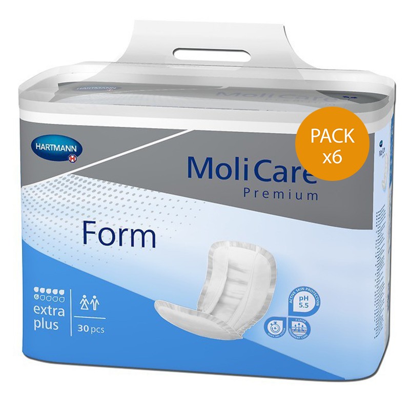 Protection urinaire anatomique - Hartmann Molicare Premium Form Extra Plus - 6 gouttes - Pack de 6 sachets Hartmann MoliForm - 1 Protection urinaire anatomique - Hartmann Molicare Premium Form Extra Plus - 6 gouttes - Pack de 6 sachets Hartmann MoliForm - 1