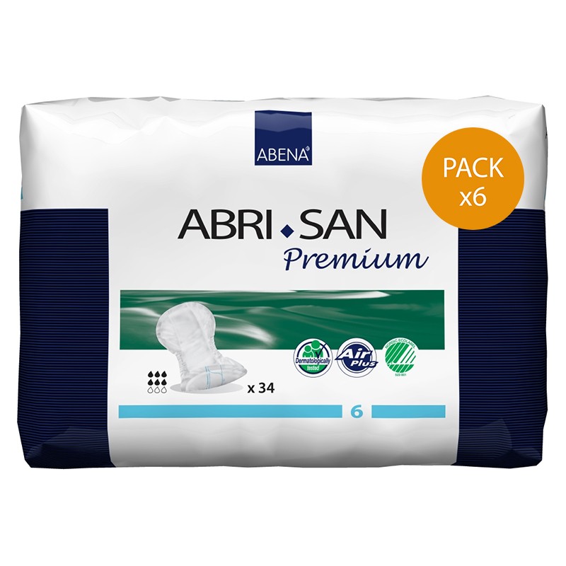 Protection urinaire anatomique - Abena Abri-San Premium N°6 - Pack de 6 sachets Abena Abri San - 1 Protection urinaire anatomique - Abena Abri-San Premium N°6 - Pack de 6 sachets Abena Abri San - 1
