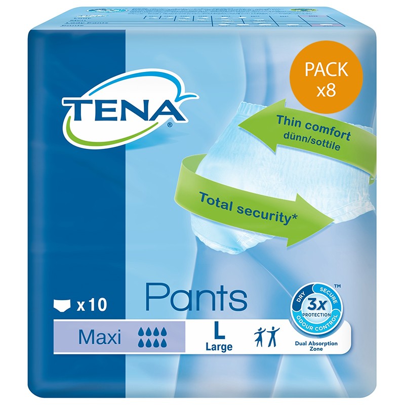 Slip Absorbant / Pants - TENA Pants L Maxi - Pack de 8 sachets Tena Pants - 1 Slip Absorbant / Pants - TENA Pants L Maxi - Pack de 8 sachets Tena Pants - 1