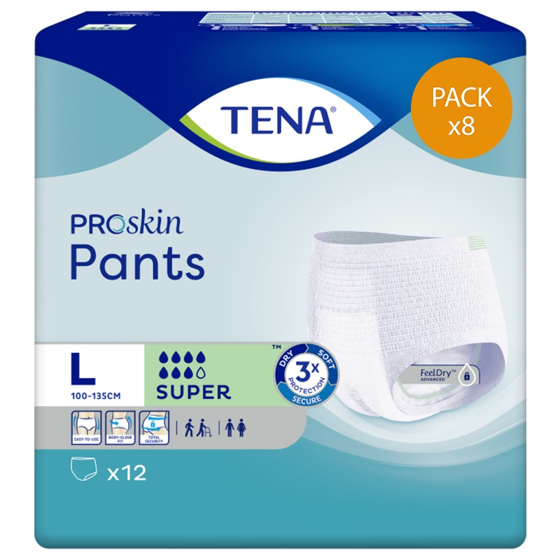 Slip Absorbant / Pants - TENA Pants ProSkin Super L - Pack de 8 sachets Tena Pants - 1 Slip Absorbant / Pants - TENA Pants ProSkin Super L - Pack de 8 sachets Tena Pants - 1