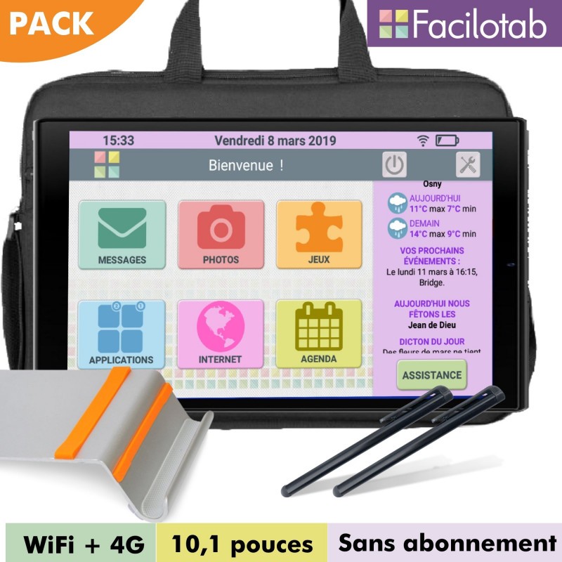 Pack Facilotab L Rubis 2023 - WiFi/4G-64 Go - Android 11 - Etui