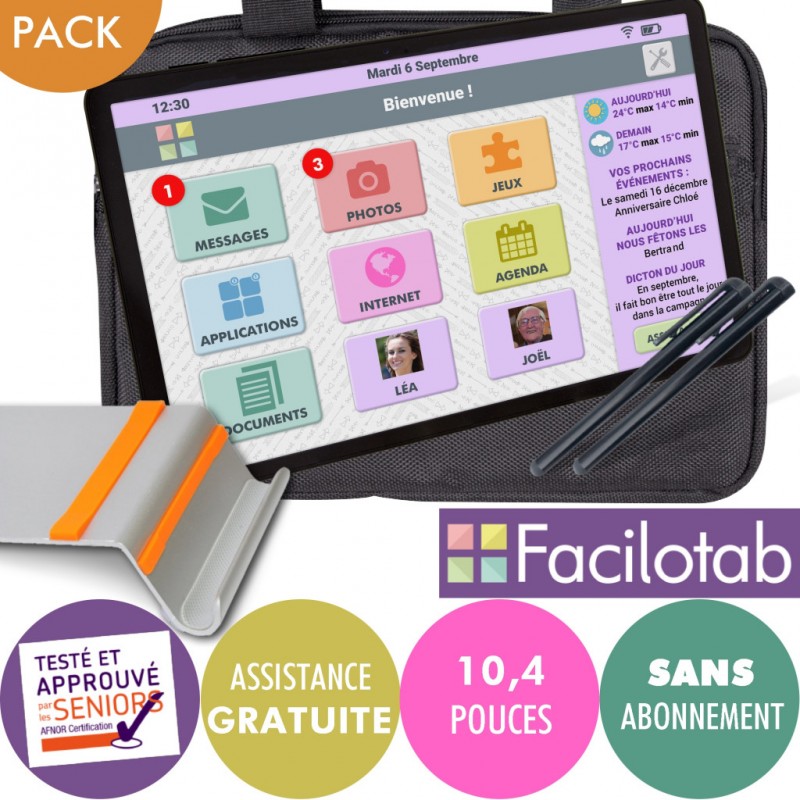 Pack Tablette Facilotab L Galaxy -WiFi- 32Go -10,4 pouces - Android 10 + Support + Sacoche + 2 Stylets Facilotab - 2