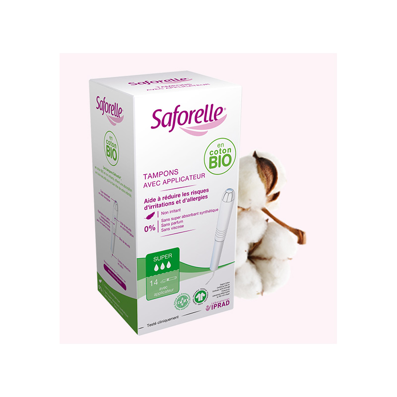 Saforelle - Tampons Super en Coton Bio avec Applicateur (x14) Saforelle - 1 Saforelle - Tampons Super en Coton Bio avec Applicateur (x14) Saforelle - 1