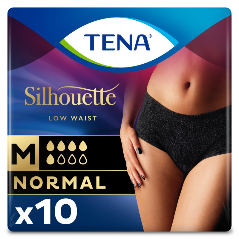 Protection urinaire femme - TENA Silhouette Normal Noir - M (taille basse) Tena Silhouette - 1 Protection urinaire femme - TENA Silhouette Normal Noir - M (taille basse) Tena Silhouette - 1