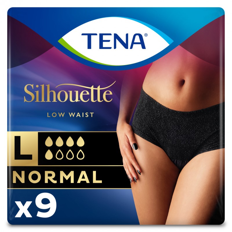 Protection urinaire femme - TENA Silhouette Normal Noir - L (taille basse) Tena Silhouette - 1 Protection urinaire femme - TENA Silhouette Normal Noir - L (taille basse) Tena Silhouette - 1