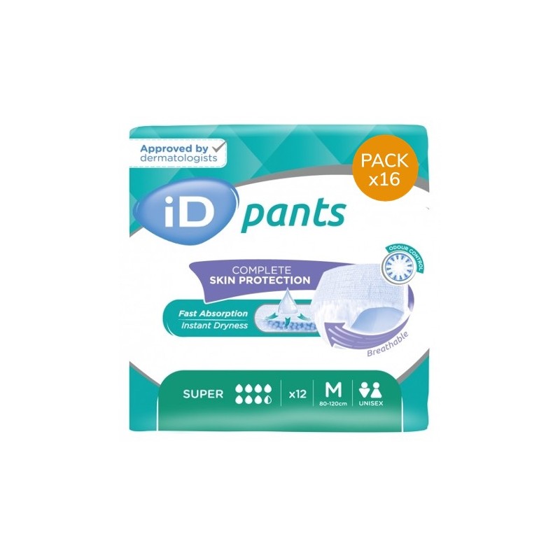 Slip Absorbant / Pants - Ontex-ID Pants M Super (nouveau) - Pack économique Ontex ID Pants - 1 Slip Absorbant / Pants - Ontex-ID Pants M Super (nouveau) - Pack économique Ontex ID Pants - 1