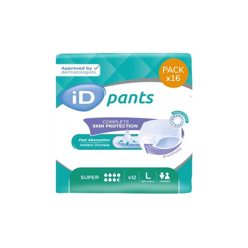 Slip Absorbant / Pants - Ontex ID Pants L Super (nouveau) - Pack économique Ontex ID Pants - 1 Slip Absorbant / Pants - Ontex ID Pants L Super (nouveau) - Pack économique Ontex ID Pants - 1