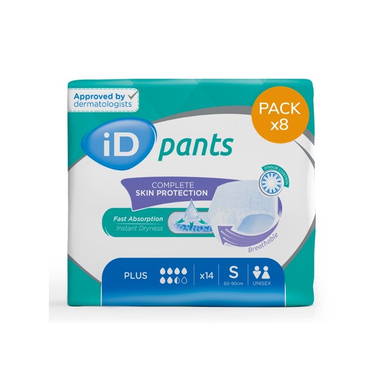 Slip Absorbant / Pants - Ontex-ID Pants S Plus - Pack de 8 sachets Ontex ID Pants - 1 Slip Absorbant / Pants - Ontex-ID Pants S Plus - Pack de 8 sachets Ontex ID Pants - 1