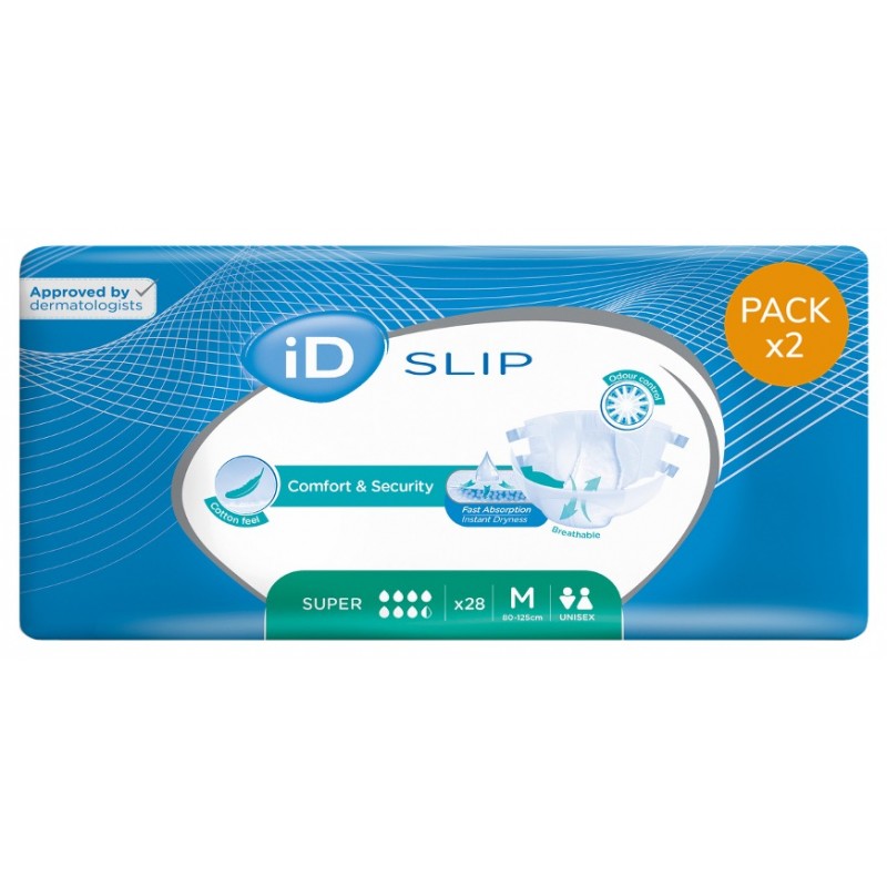 Couches adulte - Ontex-ID Expert Slip M Super - Pack de 2 sachets Ontex ID Expert Slip - 1 Couches adulte - Ontex-ID Expert Slip M Super - Pack de 2 sachets Ontex ID Expert Slip - 1