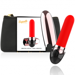 ROUGE À LÈVRES VIBRATOIRE RECHARGEABLE LUXE COQUETTE NOIR / OR COQUETTE TOYS - 1