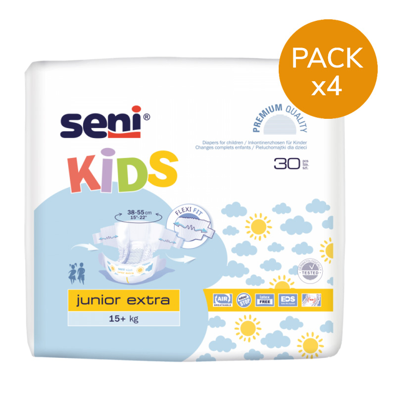 Couches ado - Seni Kids Junior Extra - 15 / 30 kg - Pack de 4 sachets Seni - 1