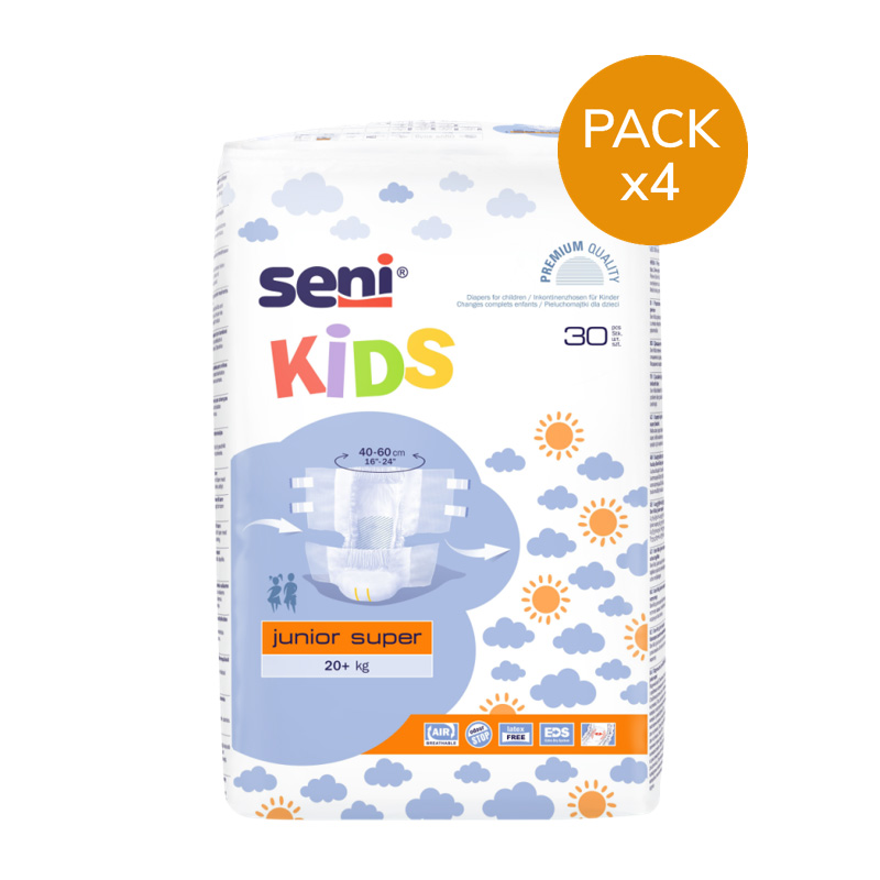 Couches ado - Seni Kids Junior Super - 20+ kg - Pack de 4 sachets Seni - 1