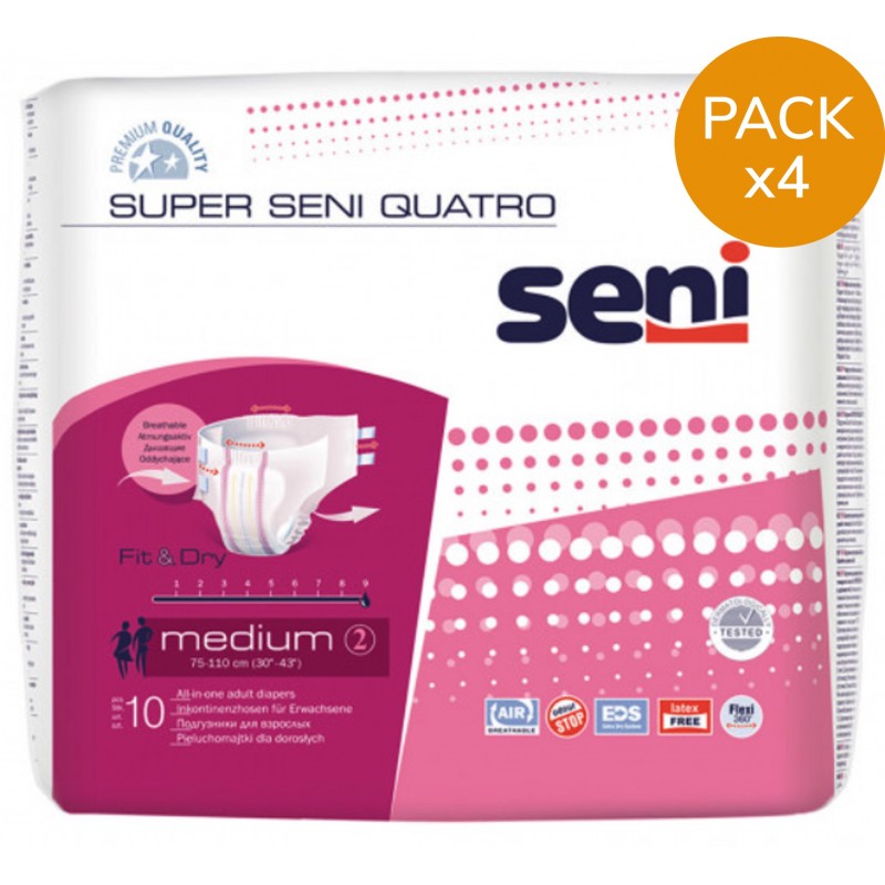 Couches adulte - Super Seni Quatro M - Pack de 4 sachets Seni - 1