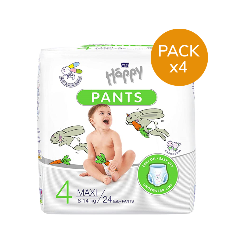 BEBE HAPPY - Pants MAXI T4 - 8 /14 kg - Pack de 4 sachets BEBE HAPPY - 1 BEBE HAPPY - Pants MAXI T4 - 8 /14 kg - Pack de 4 sachets BEBE HAPPY - 1