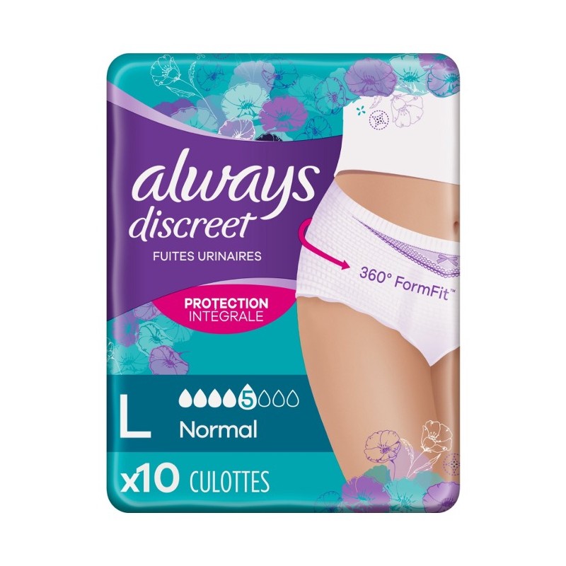 Culotte ALWAYS Discreet Normal L protection urinaire femme Liv 24h