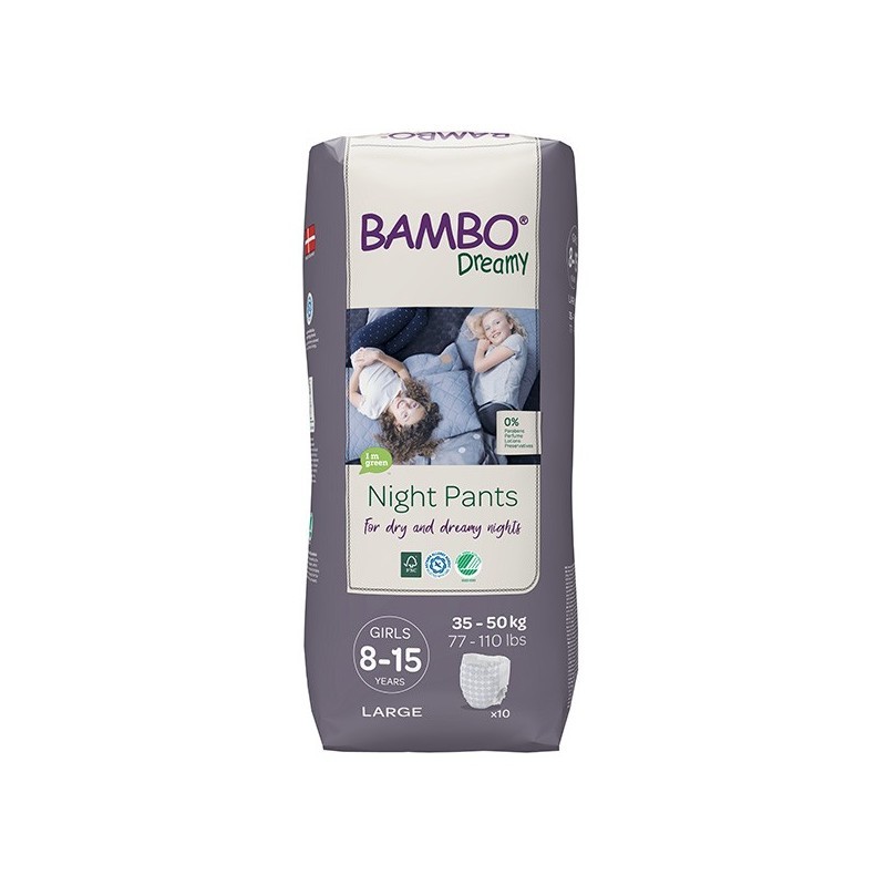 Culottes Nuit Absorbantes Bambo Dreamy | 8-15 Ans | 35-50kg | Écologiques | Anti-fuites