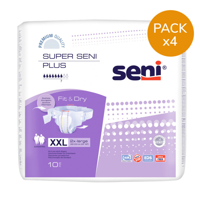 Couches adulte - Seni Super Plus XXL - Pack de 4 sachets Super Seni - 1 Couches adulte - Seni Super Plus XXL - Pack de 4 sachets Super Seni - 1