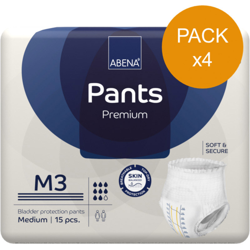 Slip Absorbant / Pants - Abena Pants M N°3 - Pack de 4 sachets Abena Abri Flex - 1 Slip Absorbant / Pants - Abena Pants M N°3 - Pack de 4 sachets Abena Abri Flex - 1