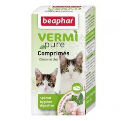 15806 - VERMIPURE, comprimés purge spécial vers et hygiène digestive pour chaton et chat - 50 cps