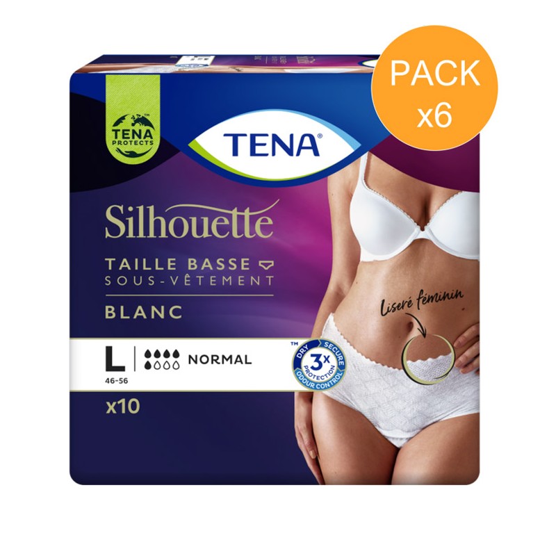Protection urinaire femme - TENA Silhouette Normal - Large - Pack de 6 sachets Tena Silhouette - 1 Protection urinaire femme - TENA Silhouette Normal - Large - Pack de 6 sachets Tena Silhouette - 1