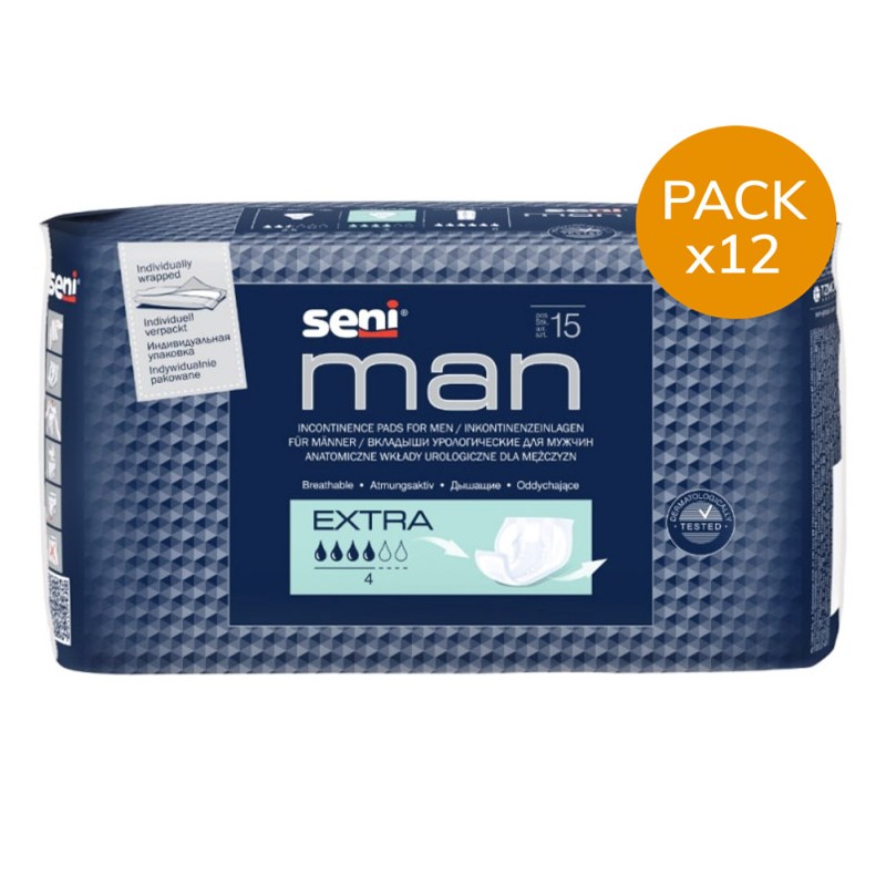 Protection urinaire homme - Seni man extra - Pack de 12 sachets Seni - 1