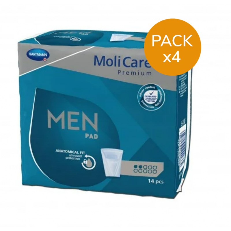 Protection urinaire homme - MoliCare Premium Men 2 gouttes - Pack de 4 sachets  - 1